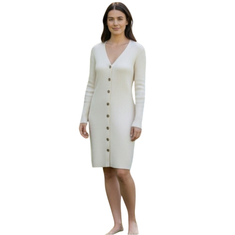 Lucky Brand Nwt Womens Sweater Midi Dress Cozy Cottagecore Ivory Xl